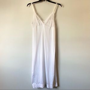 Vintage Lingerie, White Maxi Length Slip With Lace Detail by LeVoy's